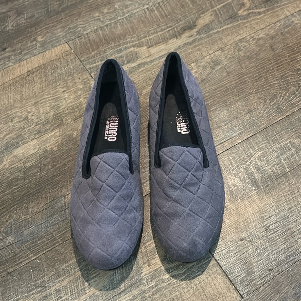 Munro American Shoes Womens 7.5 Jerrie Quilted Slip On Loafer Flats Grey Fabric
